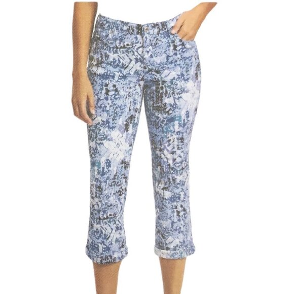 NWT Nine West Chrystie Capri Womens Size 8 Blue White Black Camo Pattern NEW - Picture 2 of 8